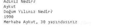 Girilen Doğum Yılına Göre Yaşı Bulan Konsol Uygulaması