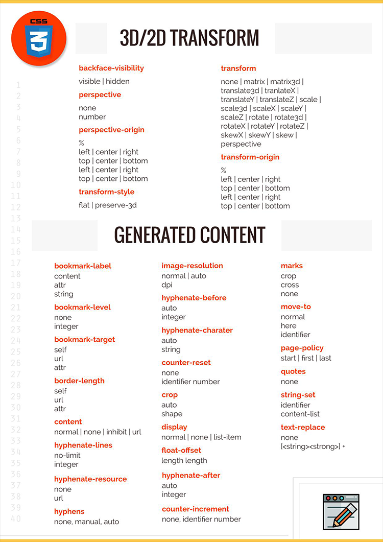 CSS Komutları Tablosu (CSS Sheets)